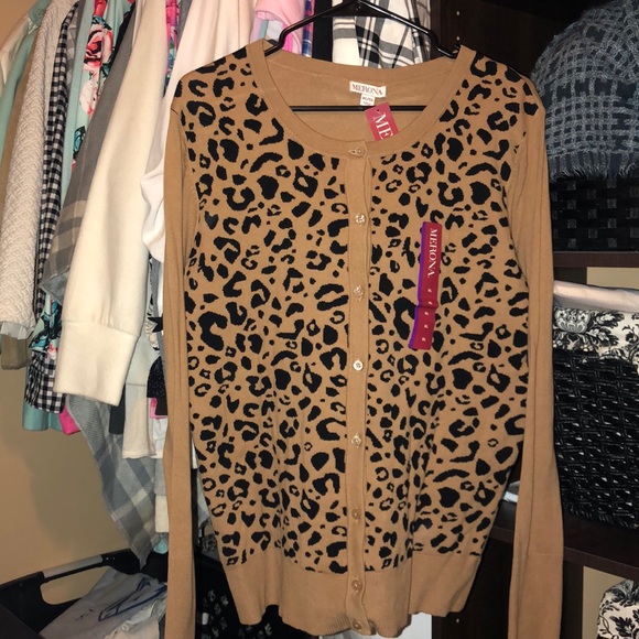 Tan Leopard Print Cardigan - Picture 2 of 4